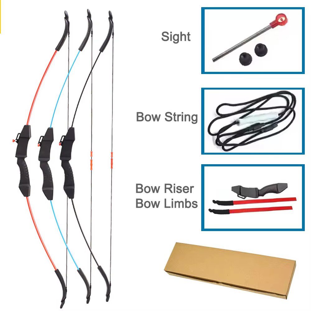 Recurve Bow and Sucker Arrow Set for Children Junior Archery Training Outdoor Parent-Child Shooting Game 15~18lbs 42″