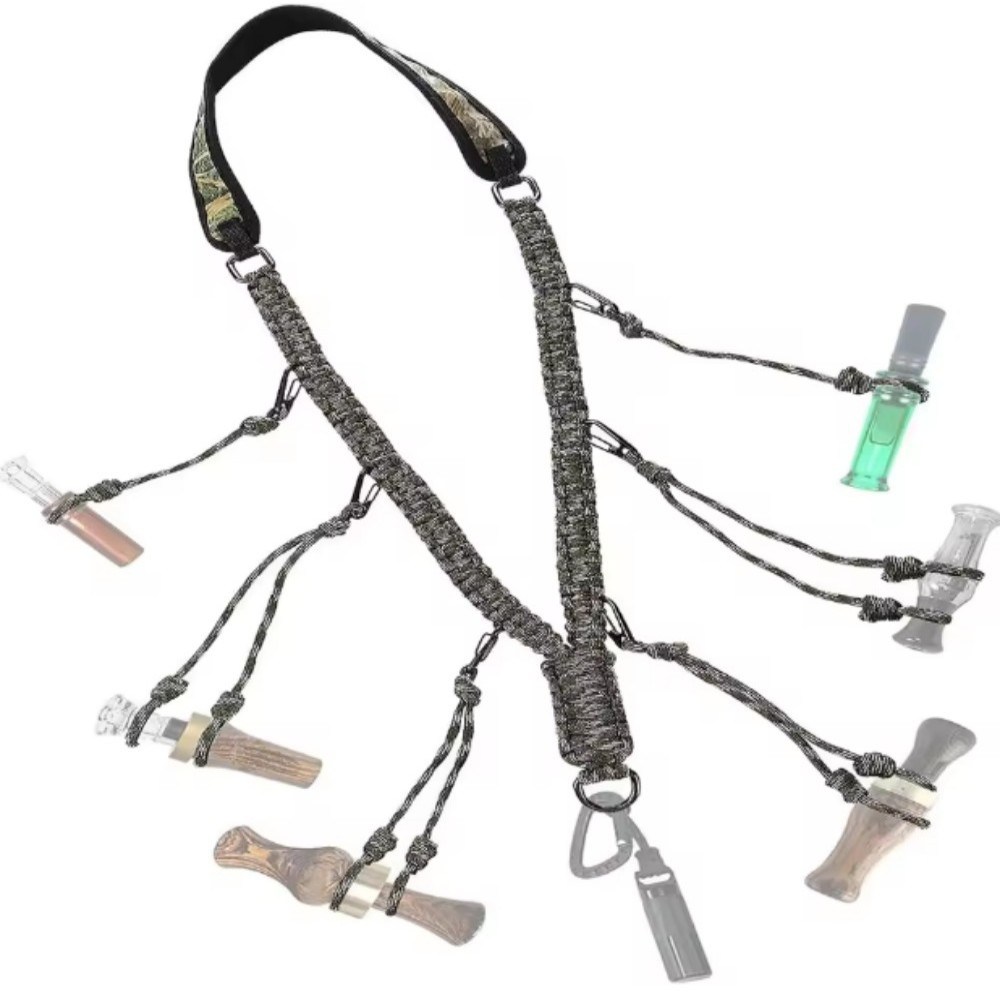 Duck Call Lanyard Woven Goose Call 10 Removable Loops Duck Whistle Lanyard for Hunters Predator Gear Outdoor Accessories Camo