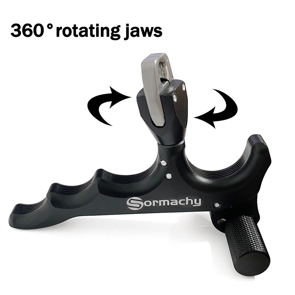 Premium Aluminum Alloy Archery Release Aids Automatic Thumb Gripper Caliper 4 Finger Trigger Grip For Compound Bow