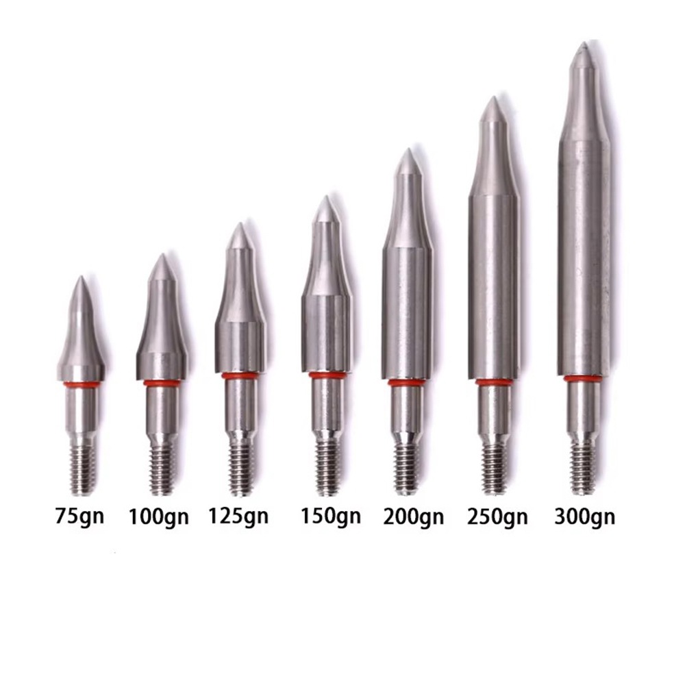 75/100/125/150/200/250/300gns Stainless Steel Arrow Point Tip For ID6.2mm OD7.6/7.9mm Arrow Shaft Broadhead Arrowhead