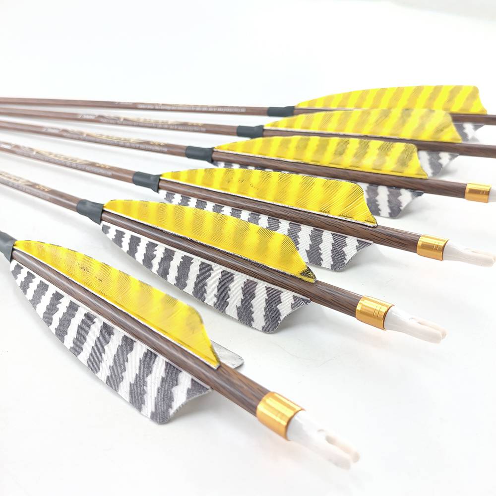 Archery 4″ Natural Turkey Feather Arrow Fletching Vanes, 13mm Camo Striped Drop Shape Vanes for Carbon/wood Arrows, Hunting & Target Practice