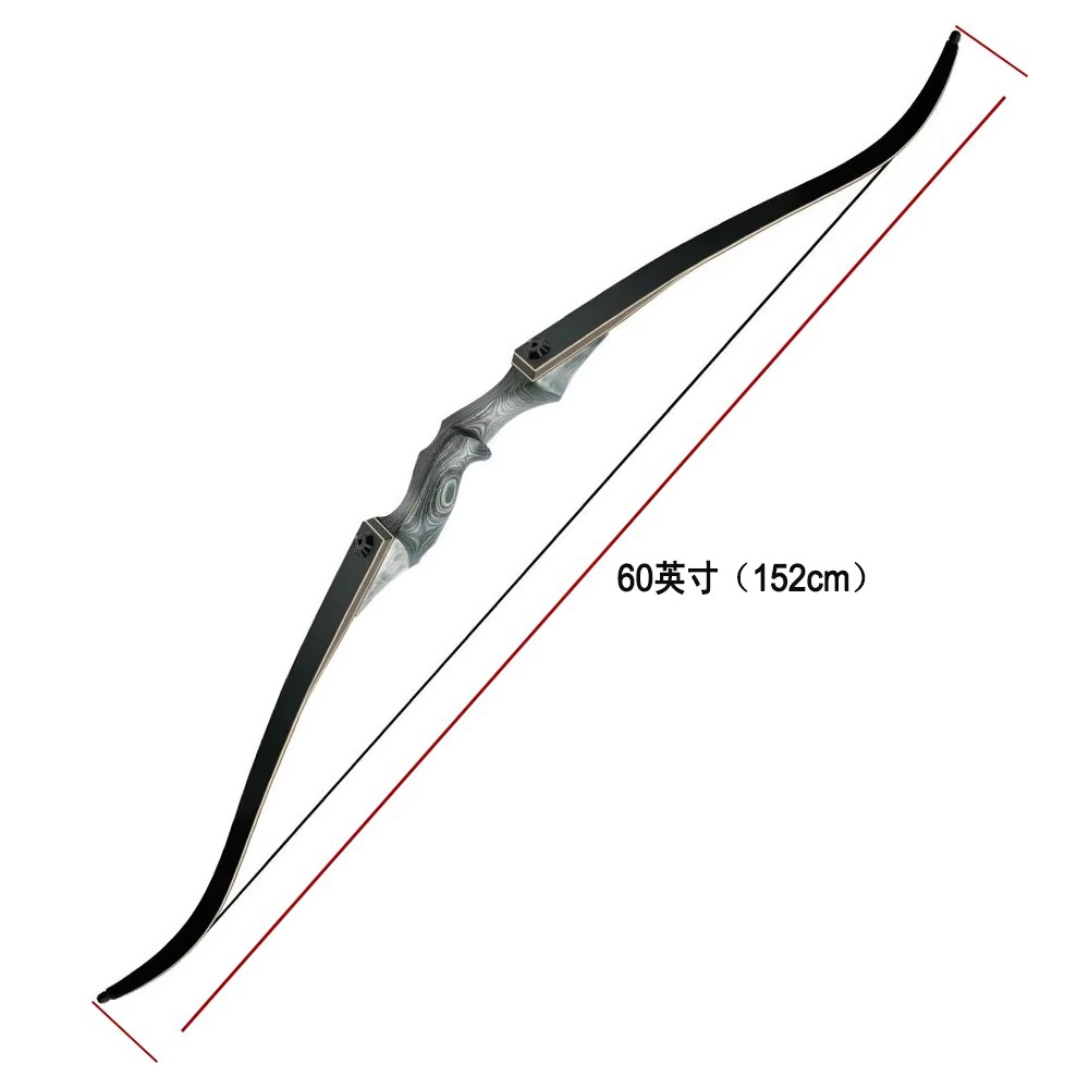 60 Inch Wood Recurve Bow Archery Training for Outside Sport Shooting and Hunting 25~60 Lbs Bend the bow backward